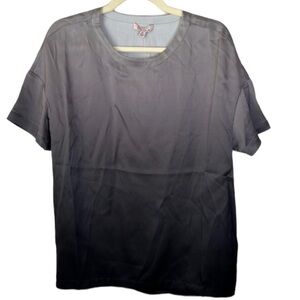 Badgley Mischka Gray And Black Ombré Silk Short Sleeve Top Size XS